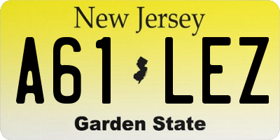 NJ license plate A61LEZ