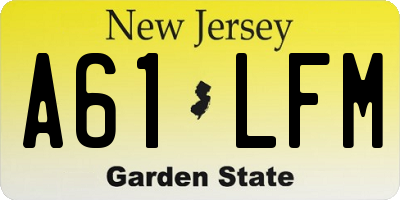 NJ license plate A61LFM