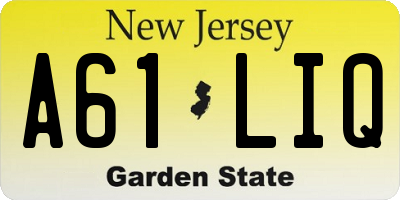 NJ license plate A61LIQ