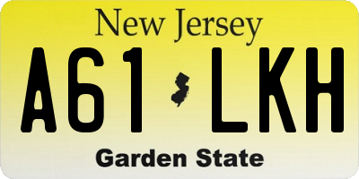 NJ license plate A61LKH