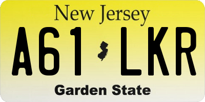 NJ license plate A61LKR