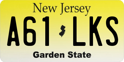 NJ license plate A61LKS