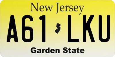 NJ license plate A61LKU