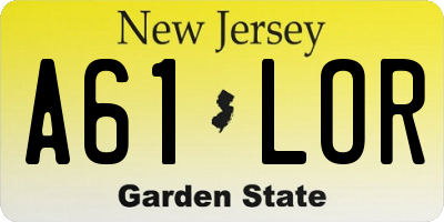NJ license plate A61LOR