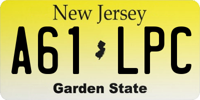 NJ license plate A61LPC