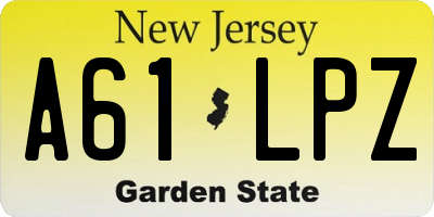 NJ license plate A61LPZ