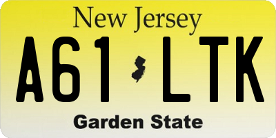 NJ license plate A61LTK