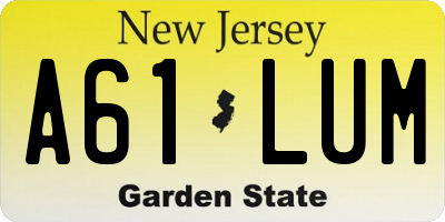 NJ license plate A61LUM