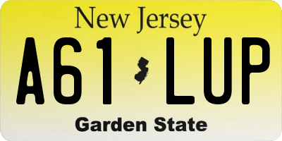 NJ license plate A61LUP