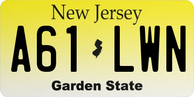 NJ license plate A61LWN