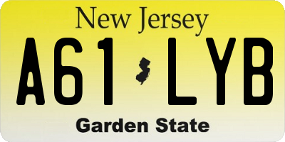 NJ license plate A61LYB