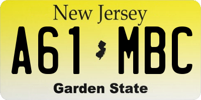 NJ license plate A61MBC