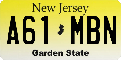 NJ license plate A61MBN