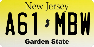 NJ license plate A61MBW