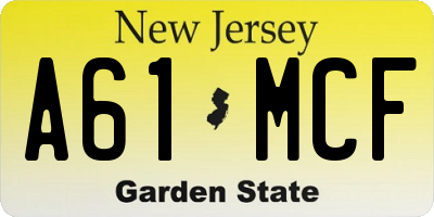 NJ license plate A61MCF