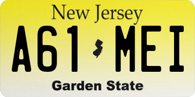 NJ license plate A61MEI