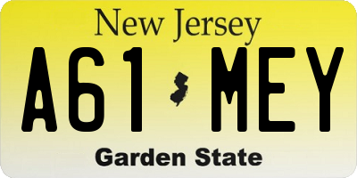 NJ license plate A61MEY