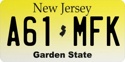 NJ license plate A61MFK