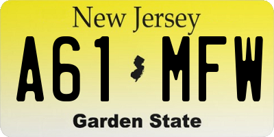 NJ license plate A61MFW