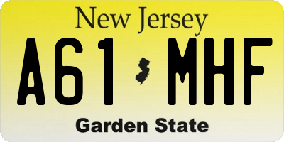 NJ license plate A61MHF