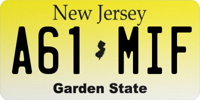NJ license plate A61MIF