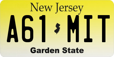 NJ license plate A61MIT