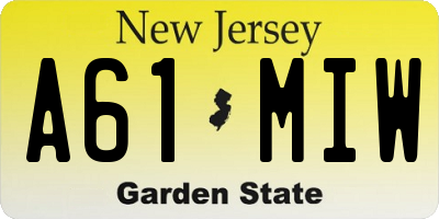 NJ license plate A61MIW