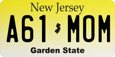 NJ license plate A61MOM