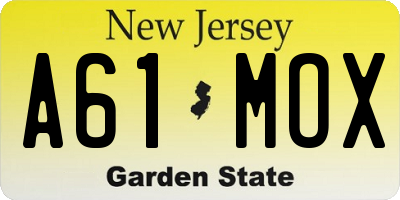 NJ license plate A61MOX