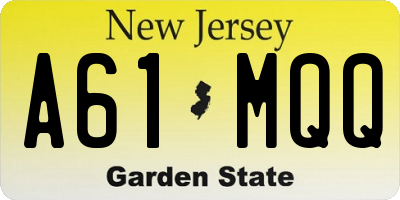 NJ license plate A61MQQ