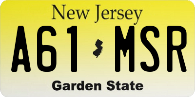 NJ license plate A61MSR