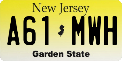 NJ license plate A61MWH