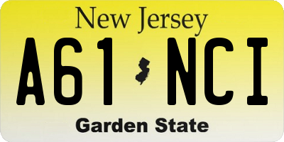 NJ license plate A61NCI