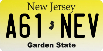 NJ license plate A61NEV