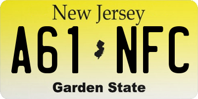 NJ license plate A61NFC