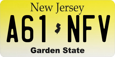 NJ license plate A61NFV