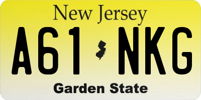 NJ license plate A61NKG