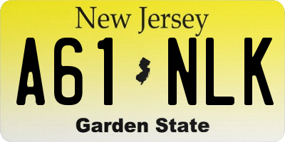 NJ license plate A61NLK