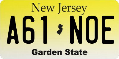 NJ license plate A61NOE