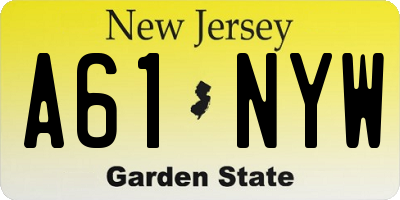 NJ license plate A61NYW