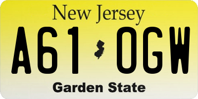 NJ license plate A61OGW