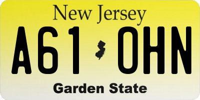 NJ license plate A61OHN