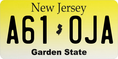 NJ license plate A61OJA