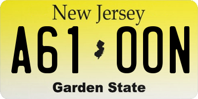 NJ license plate A61OON