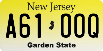 NJ license plate A61OOQ