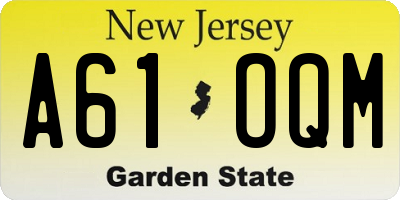 NJ license plate A61OQM