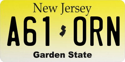 NJ license plate A61ORN