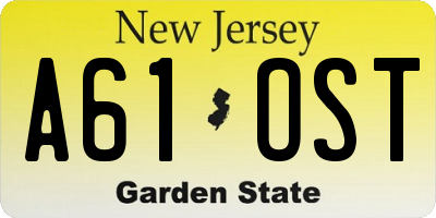 NJ license plate A61OST