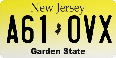 NJ license plate A61OVX