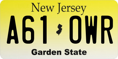 NJ license plate A61OWR